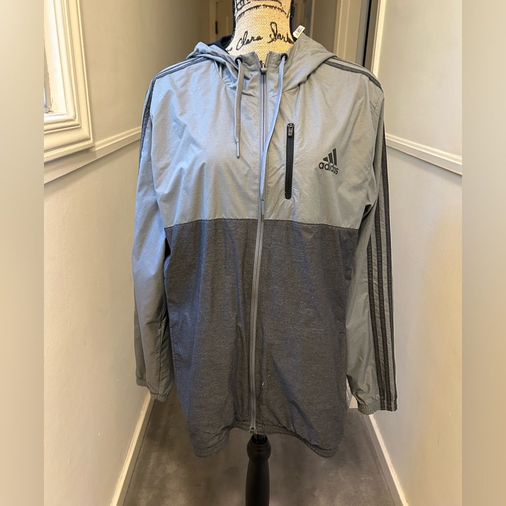 Adidas Gray Windbreaker with Hood -L